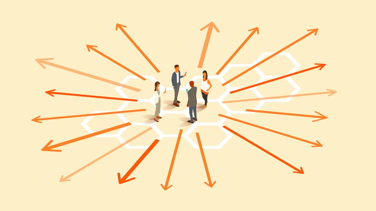 Executive leadership team pulled in multiple directions, representing Organizational DriftTM, conflicting priorities, and the hidden forces that slow company growth