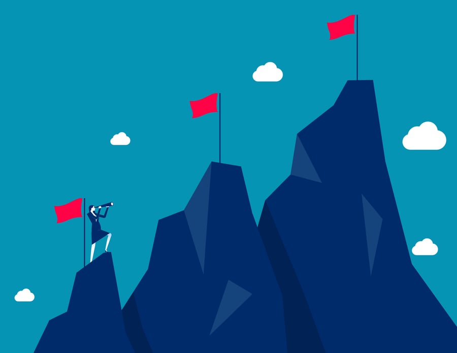 Silhouette of a leader facing a steep incline, visualizing a character-building year